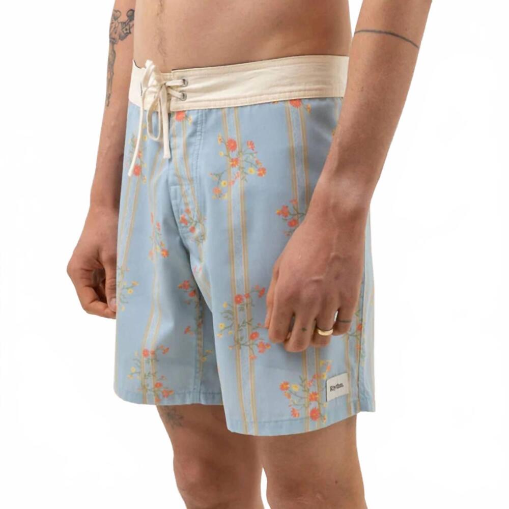 NEW RHYTHM. floral stripe trunk in mineral blue